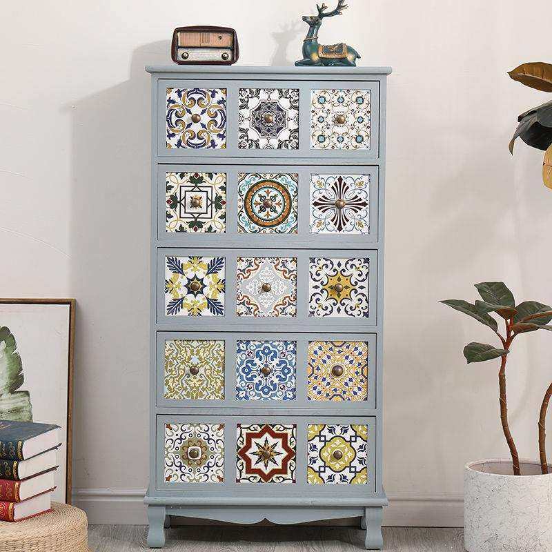 美式复古抽屉式实木收纳柜彩绘客厅储物柜多层卧室斗柜阳台置物柜,纺织面料/辅料/配套,纺织机械配件,淘宝优惠券,粉丝福利购,淘宝优惠卷