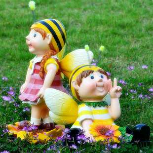 可爱卡通蜜蜂摆件树脂工艺品花园庭院装饰摆设场景小品幼儿园摆件