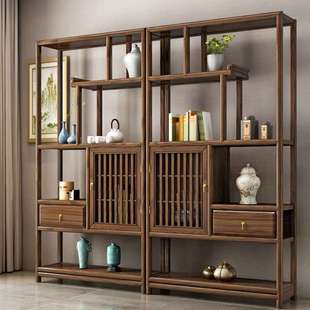 新中式博古架现代简约风多宝阁客厅书房茶室展示柜收纳柜