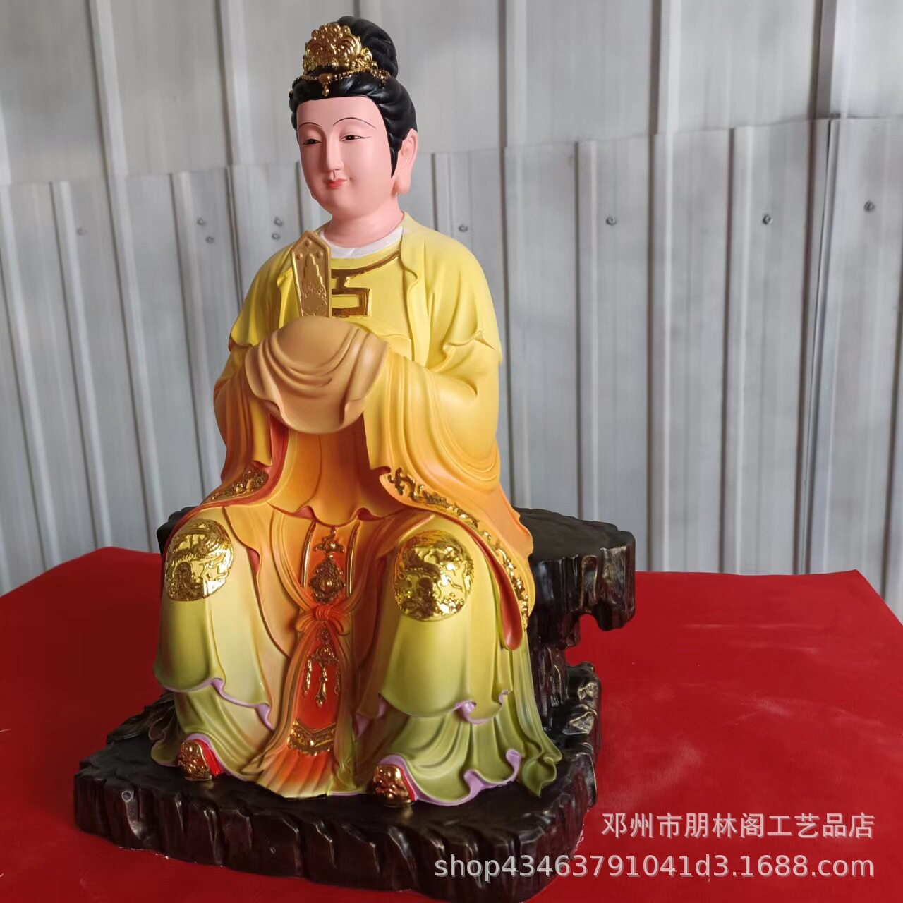 泰山老母坐石树脂彩绘神像碧霞元君汉白玉雕塑家庭供奉