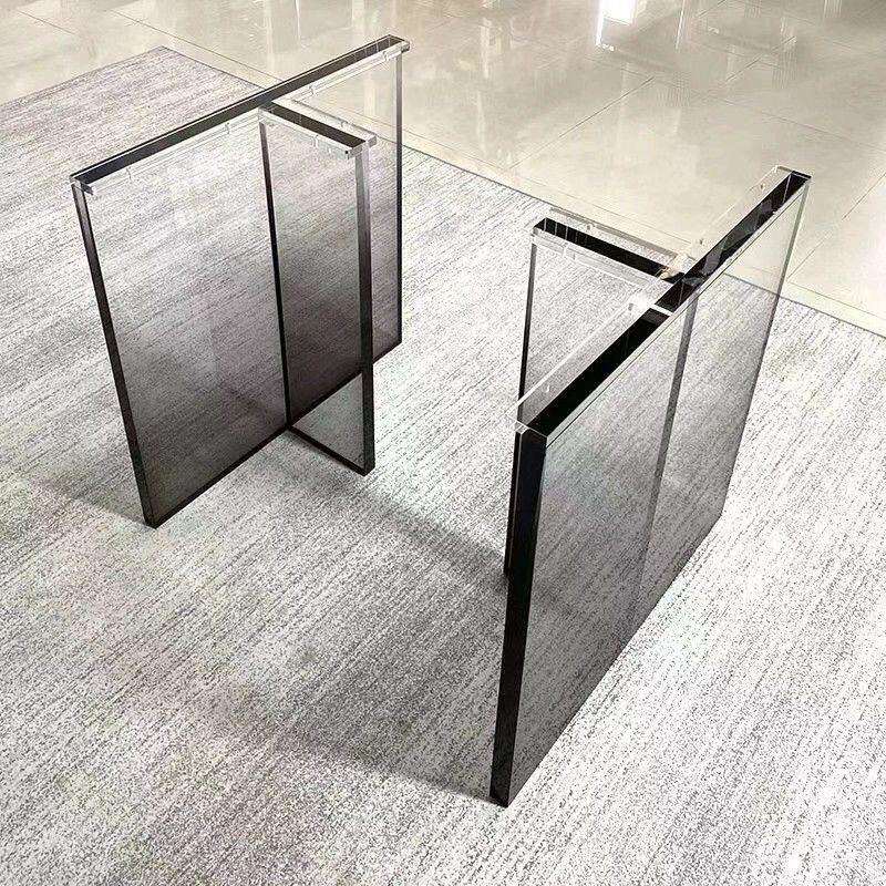 石头纹亚克力桌腿透明磨砂支撑脚餐桌茶几支架岛台渐变色桌脚