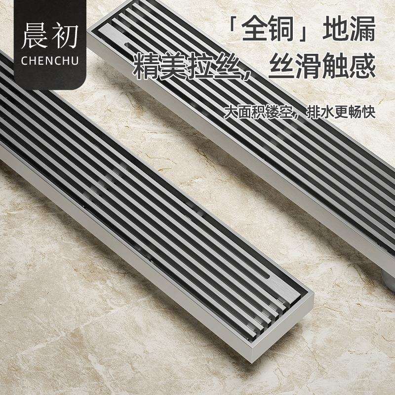 全铜长地漏防臭器大排量长条型淋浴房浴室长方形加长中侧排水槽