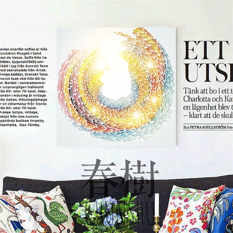 速发春樹 简约抽象年轮点圈 客厅卧室玄关餐厅无框装饰画挂画图片