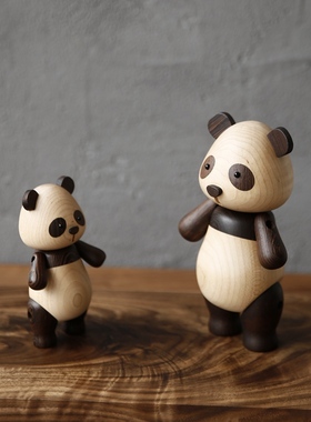 速发熊猫胖达/创木工坊中工元素国宝手工实偶摆件玩木国艺儿童礼