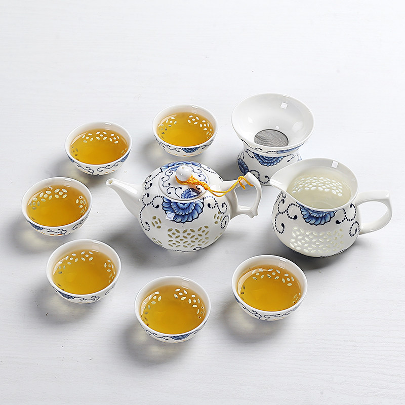 速发陶瓷功夫茶白套装茶窑茶壶整套紫砂手绘青瓷青花玲珑汝杯具瓷