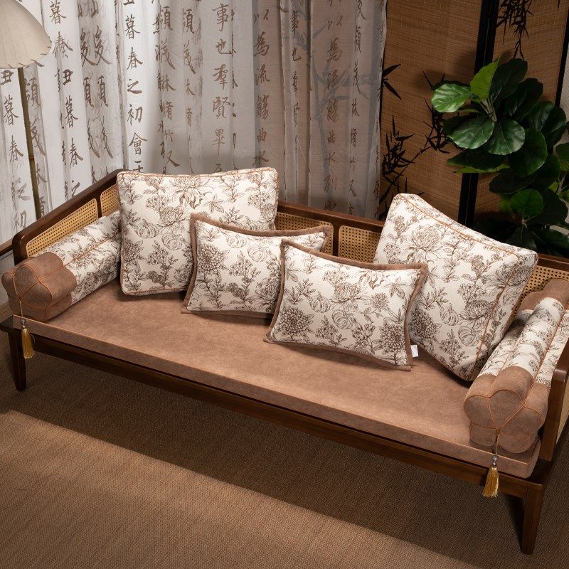 速发红木坐垫中式罗汉垫沙发垫轻奢飘窗床套罩滑防实木家具垫子可