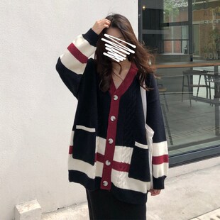 速发毛码装中长款妹衣开衫外套胖妹大韩版遮肚复古针织衫