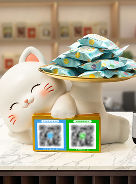 速发招财摆猫件店铺开业大吉礼物收银台前台收收二维码吧台钱纳装