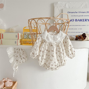 小4花三角包屁衣二件套蕾丝花边主公哈 淑风格 速发202碎年春款 新品