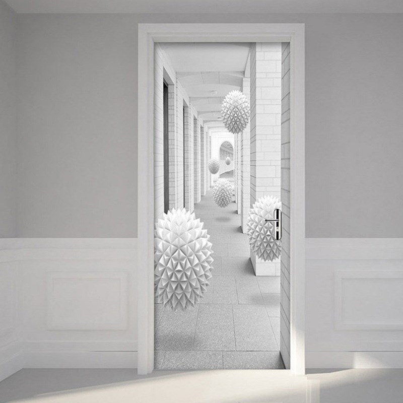 速发巨创跨境货源PVC贴纸个性自粘门贴 墙面装饰走廊圆球