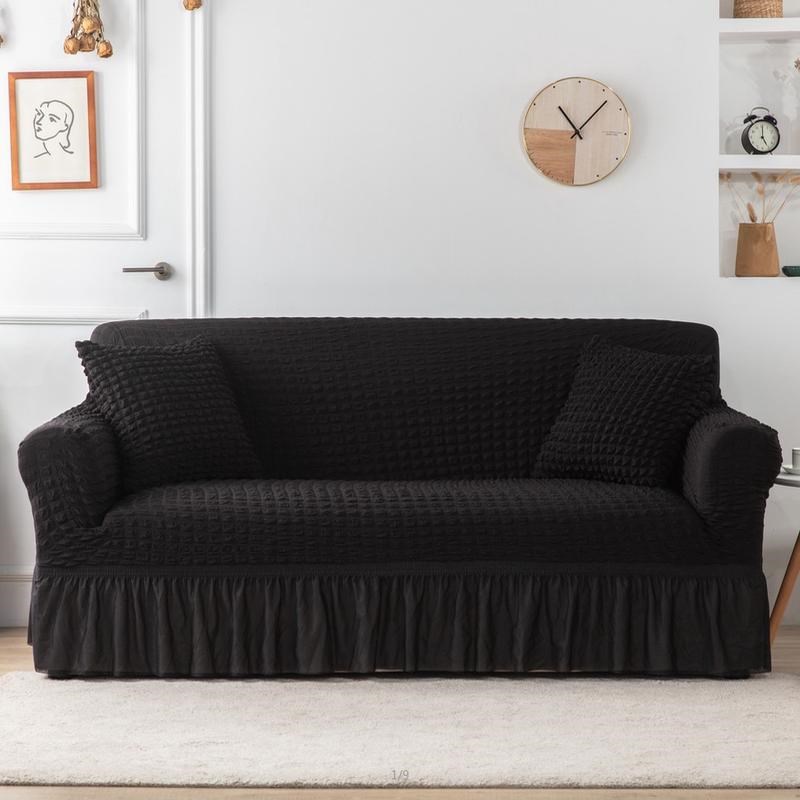 速发7yx组合皮沙发弹罩全包笠米白垫2扶手一体老式1宽套力