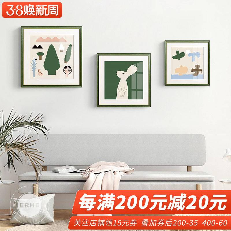 速发森林装物 温馨文艺客厅挂饰画儿童房动画绿色系餐厅壁画