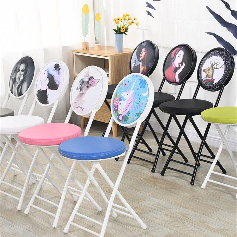 速发可携式宿舍椅凳家用小圆凳靠背椅餐办公会议训子摺叠椅电。m