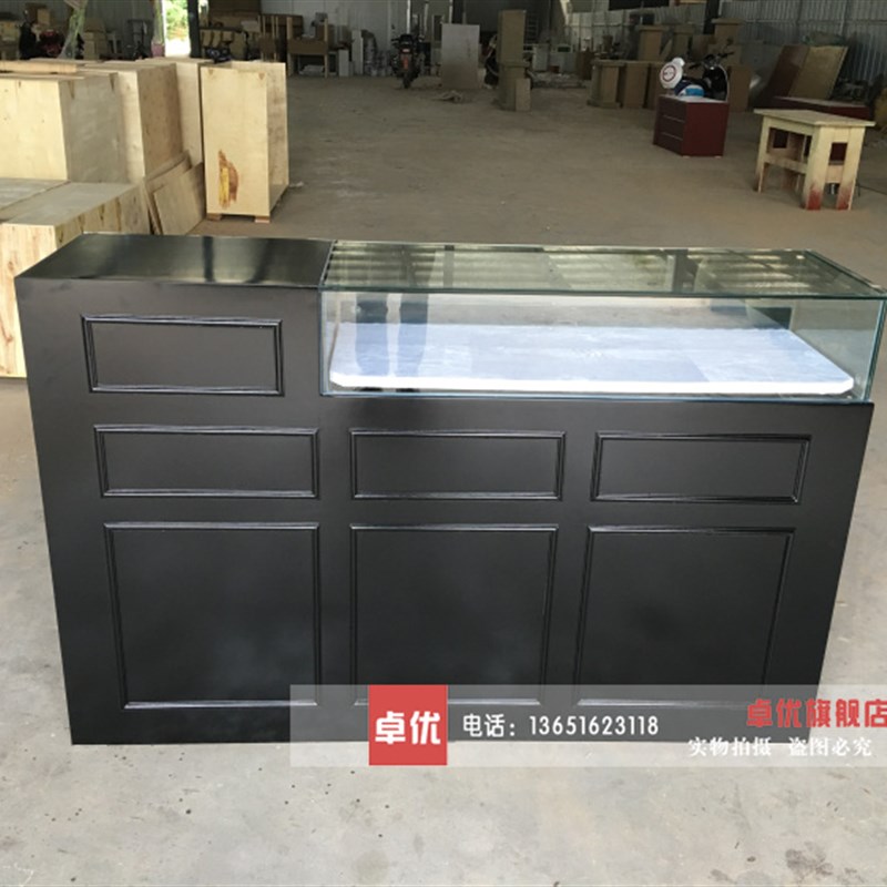 速发新款经典黑色烤漆超市服装店收银台店铺小型简约前台吧台新品