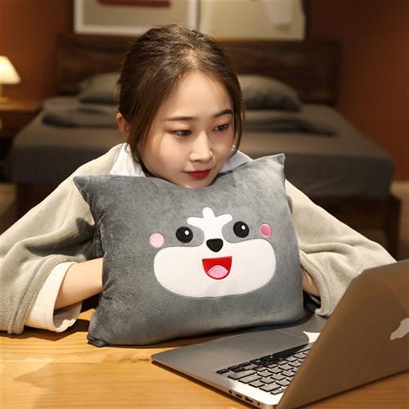 速发空调被抱枕两用办公室午叠枕男合睡毯子汽车靠垫靠枕被子三折