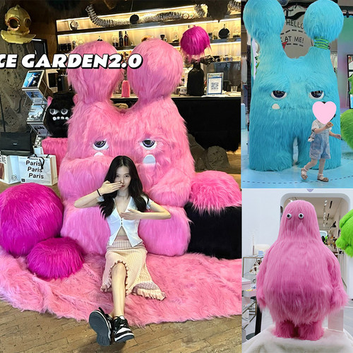 速发毛毛怪模型店铺列长装饰美陈打生日橱窗活动卡毛绒商场造景