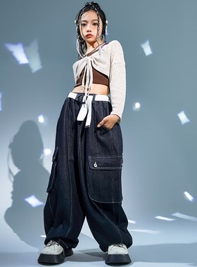 速发孩Z装舞蹈演出服露脐背心街舞套士少儿JAZ爵练功服模特走秀服