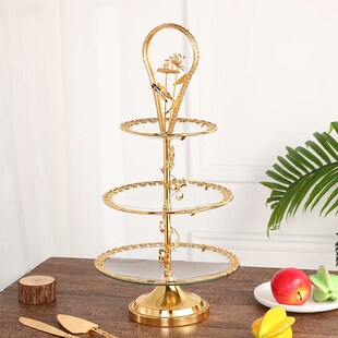 速发欧式轻奢多层手高水果盘家用商务客美桌面摆件提级感精厅设计