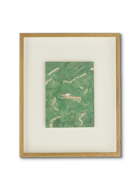 景德镇艺术家原创瓷板画新中式中古小众客厅卧室柚木榫卯装饰挂画