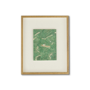 景德镇艺术家原创瓷板画新中式中古小众客厅卧室柚木榫卯装饰挂画