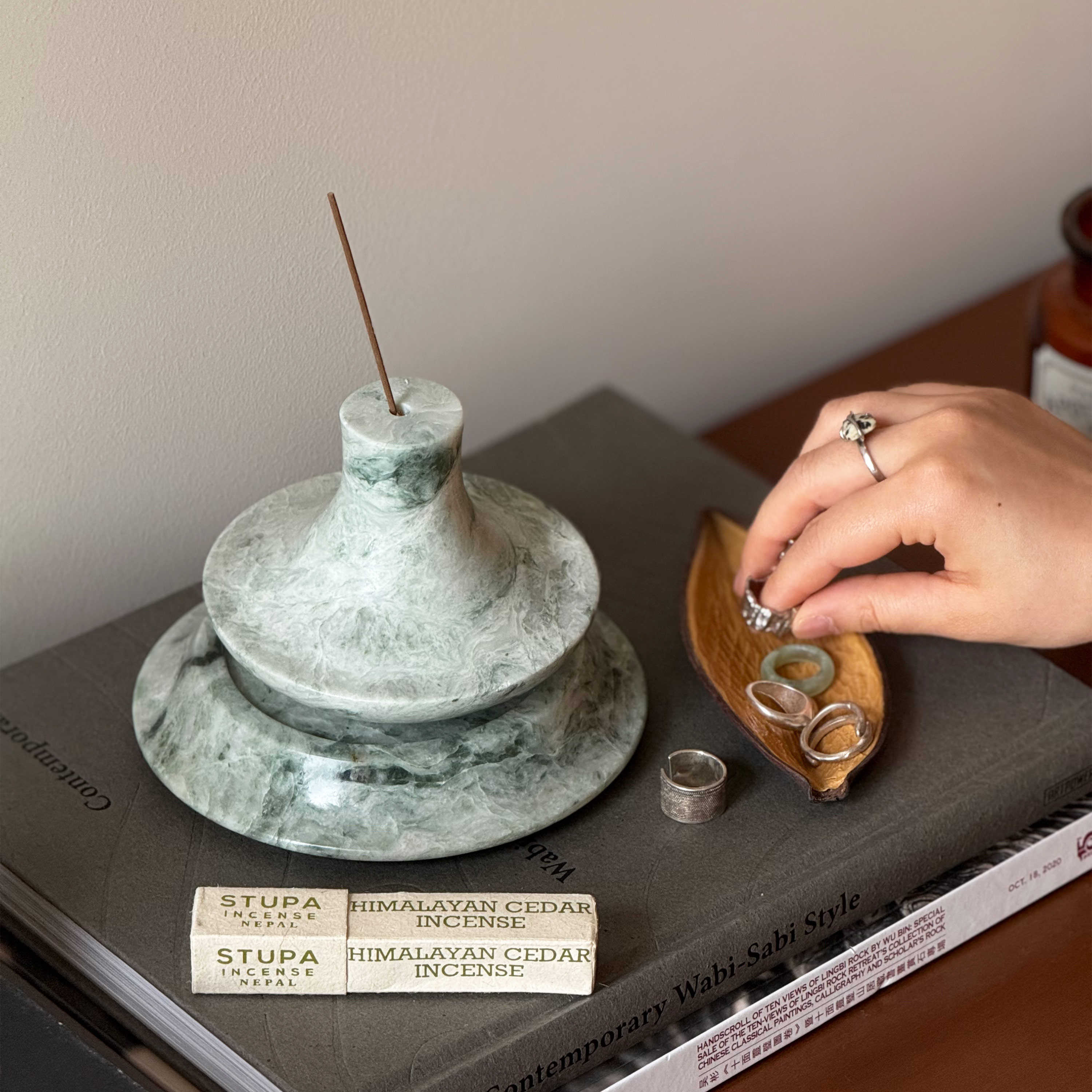 「绿绮」小众格调家居香道现代轻奢大理石香插首饰盘玄关装饰摆件