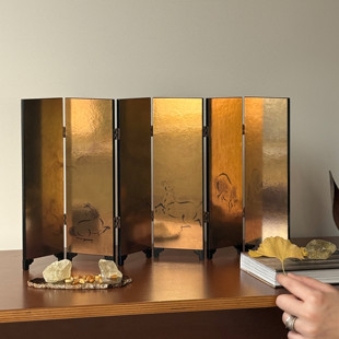 【骏马鎏光】马年生肖桌面小屏风新中式中古家居摆件吉祥寓意装饰