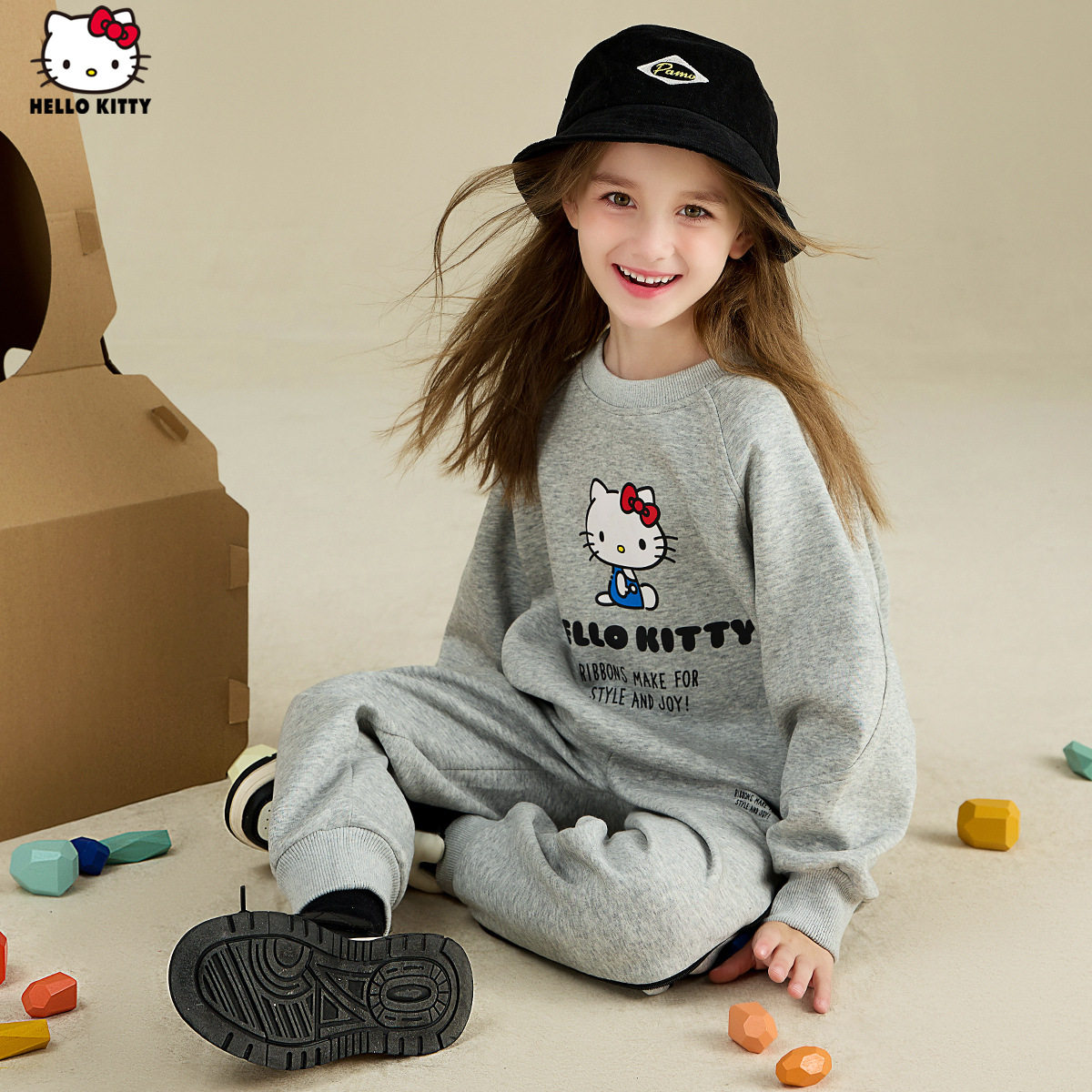 HelloKitty女童春秋长袖休闲套装女宝运动洋气新款两件套