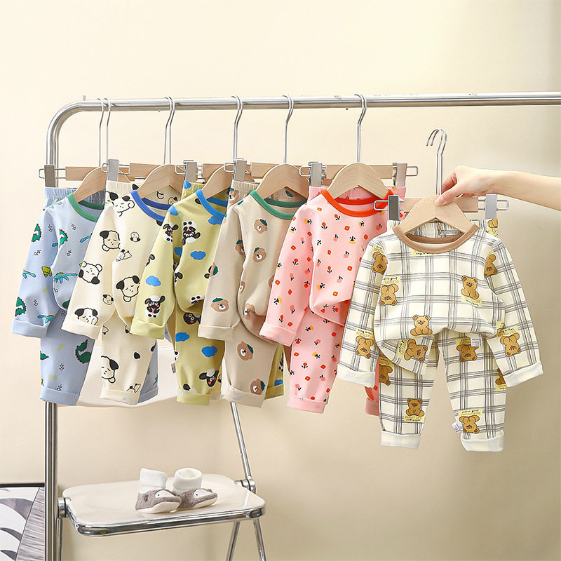 儿童内衣套装宝宝秋季新款男童家居服女童衣服莱卡棉睡衣童装批发