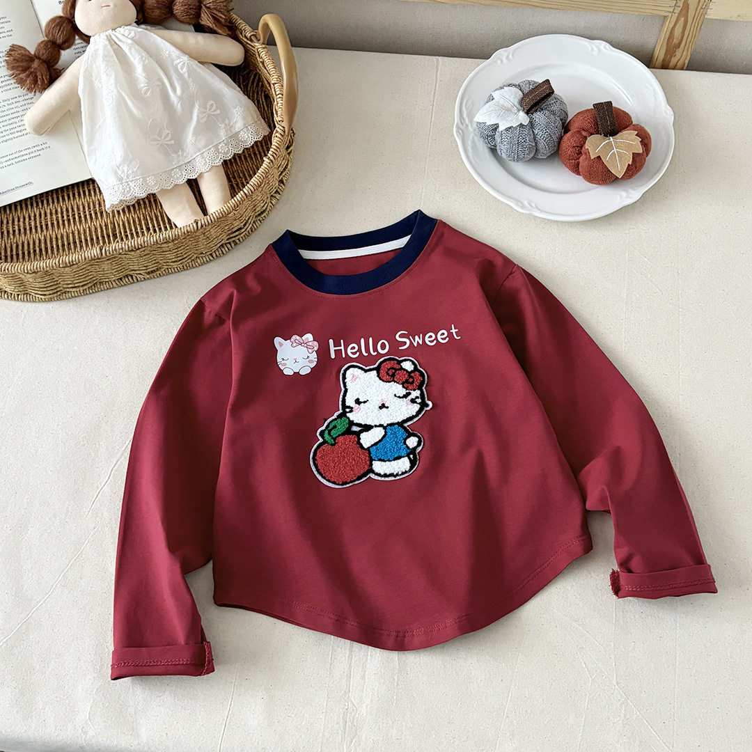 女童打底长袖春秋T恤衫秋衣上衣莱卡棉女童外穿洋气韩版宝宝衣服