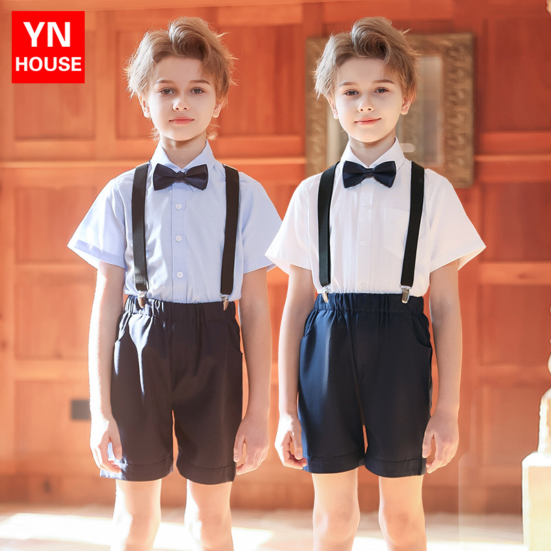 男童礼服背带套装六一儿童节演出服小学生大合唱表演服花童主持