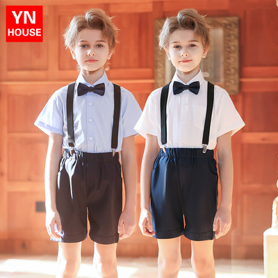 男童礼服背带套装六一儿童节演出服小学生大合唱表演服花童主持