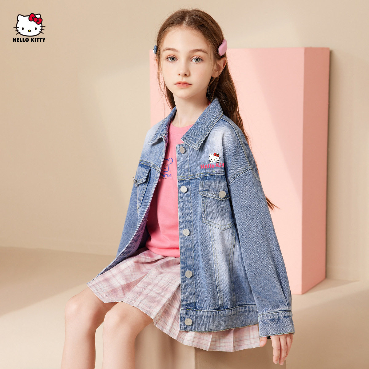 HelloKitty女童外出牛仔外套2026新款中大童卡通韩版上衣