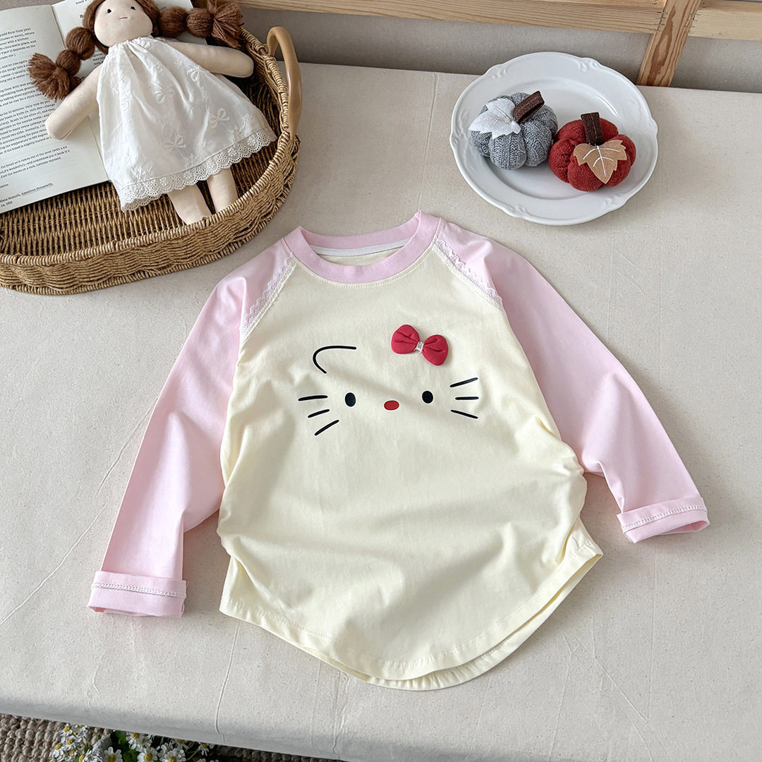 儿童T恤长袖单春秋打底秋衣上衣莱卡棉女童外穿洋气韩版宝宝衣服