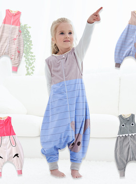 MICHLEY 法兰绒儿童欧美风婴儿分腿睡袋宝宝防踢被透气舒适居家