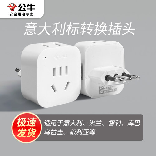 公牛意大利标转换器插头
