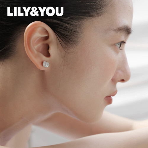 LILY&YOU轻奢高级感镶钻气质纯银耳钉莫桑钻花芽植物耳饰2026新款