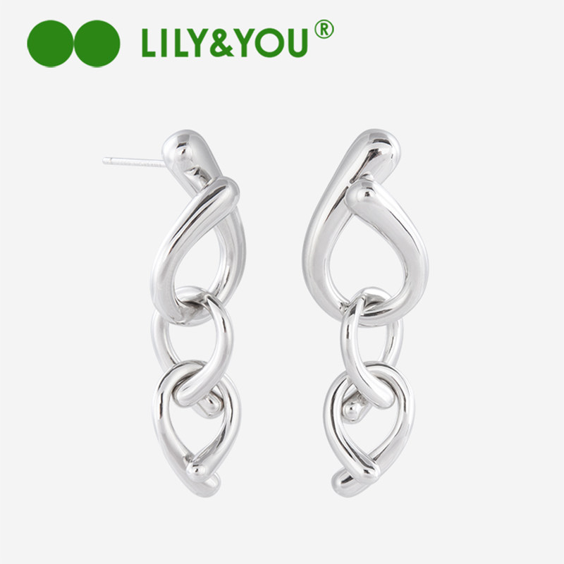 lily&you高级感2025新款925银时尚链条个性设计长耳钉设计师款