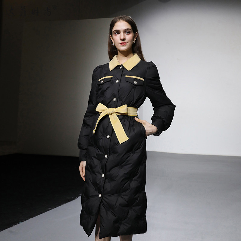 2025冬季新款女装拼色设计单排扣腰带收腰灯笼袖绣花直充羽绒服,女装/女士精品,羽绒服,淘宝优惠券,粉丝福利购,淘宝优惠卷