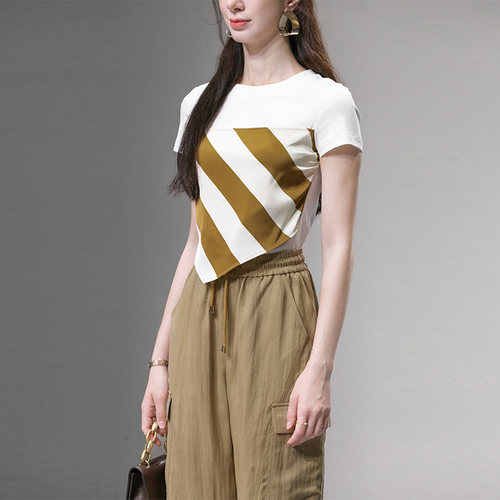 T恤+高腰弯刀裤工装风长裤套装