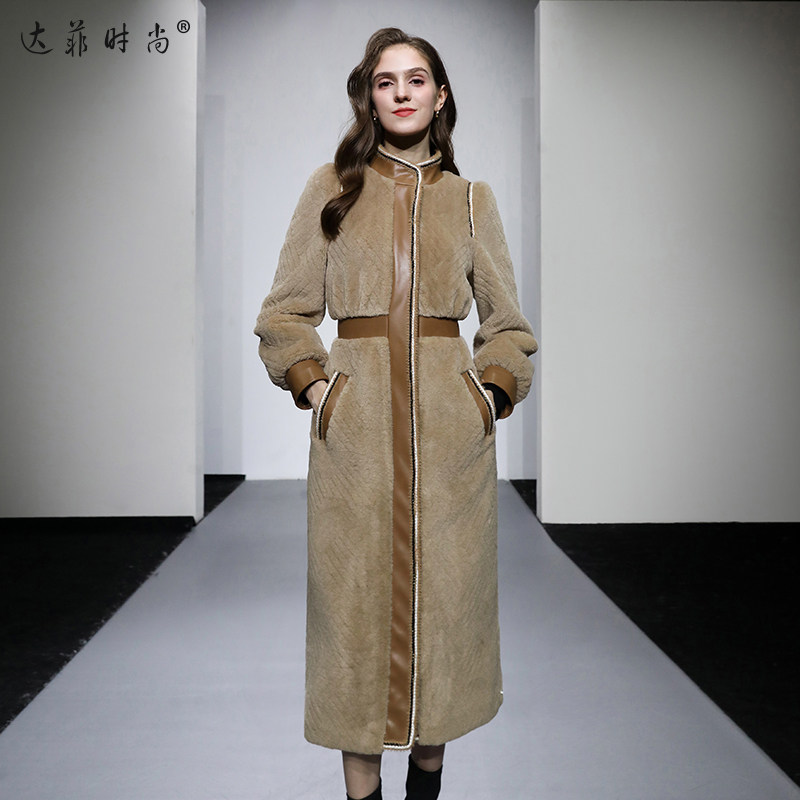 2025冬季新时尚端庄纹理环保皮草气质显瘦水貂中长款收腰大衣外套