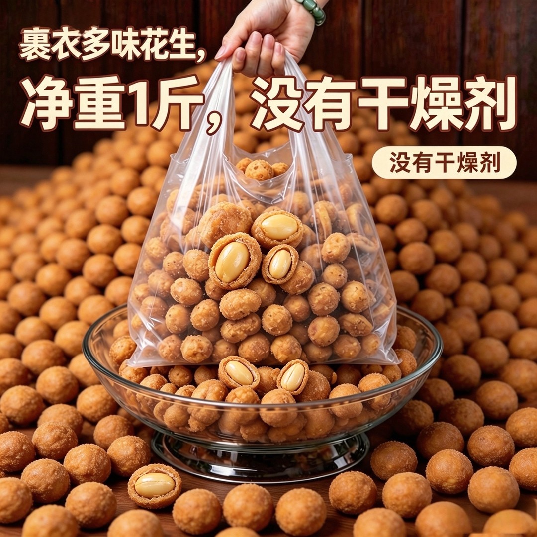多味花生500克花生米下酒菜休闲脆皮炒货批发零食小吃散装食品