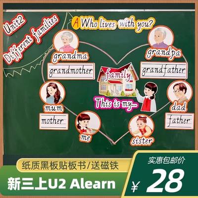 人教新三上U2 A learn公开课板书黑板贴纸/送黑板贴片