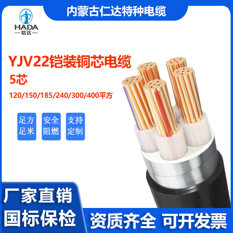 哈达电线电缆无氧铜芯国标YJV22
