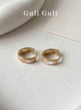guli guli简约耳圈小众法式轻奢高级金色素圈耳环耳钉女设计耳饰