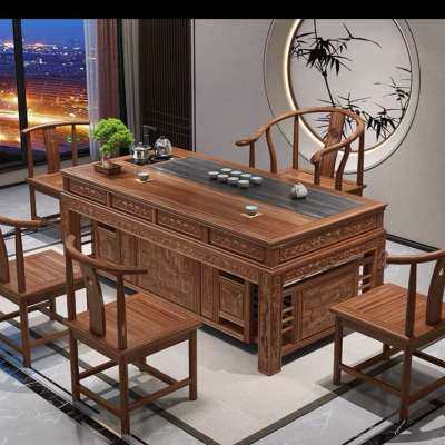 中式实木茶桌椅组合办公茶几套装一体喝茶桌家用现代简约仿古茶台