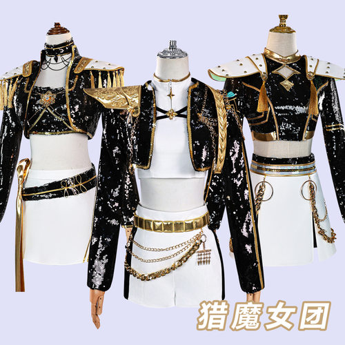 k-pop猎魔女团服鲁米黑金演出服米拉佐伊全套角色扮演