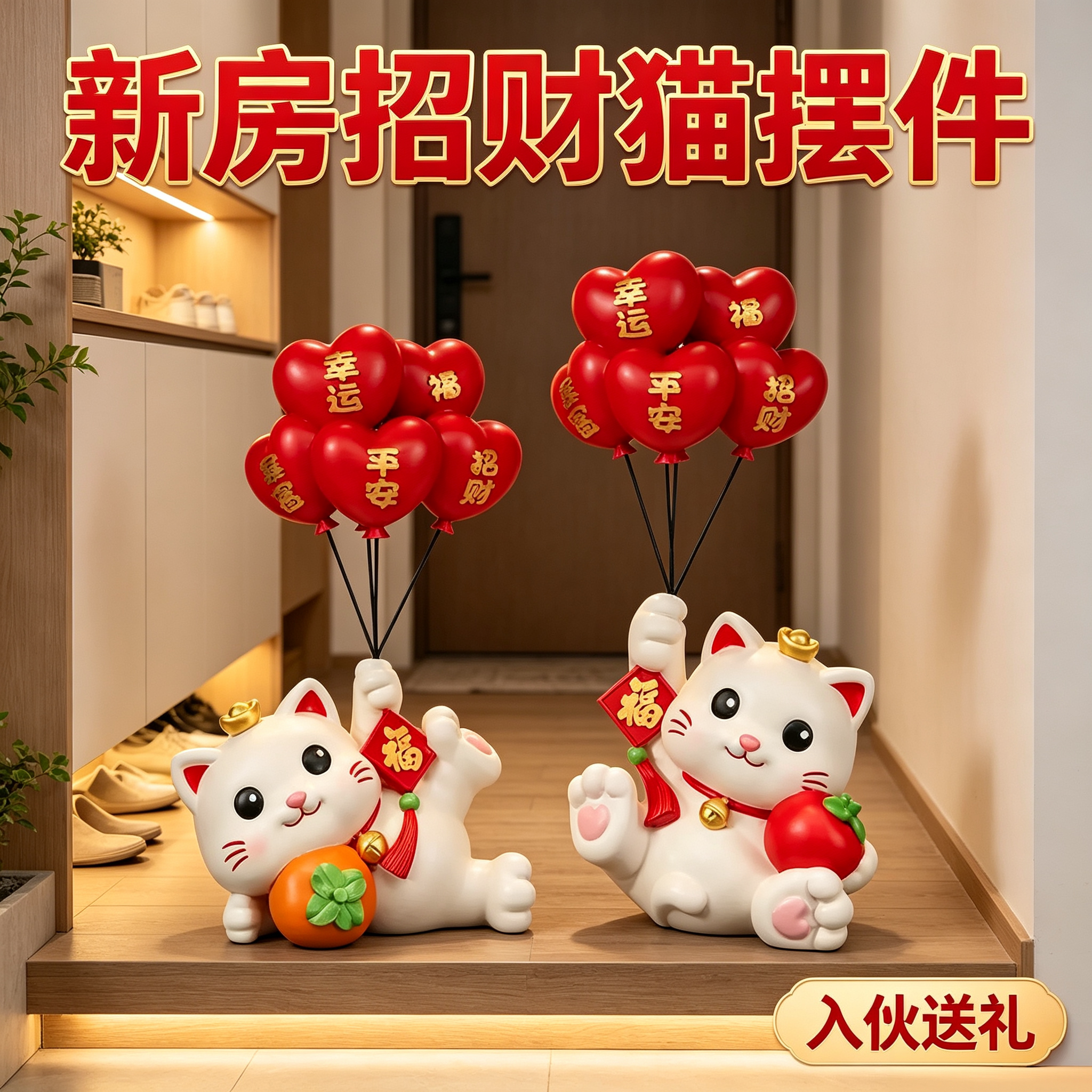 家用招财猫桌面摆件电视柜酒柜摆放饰品新房入伙搬家送礼家居工