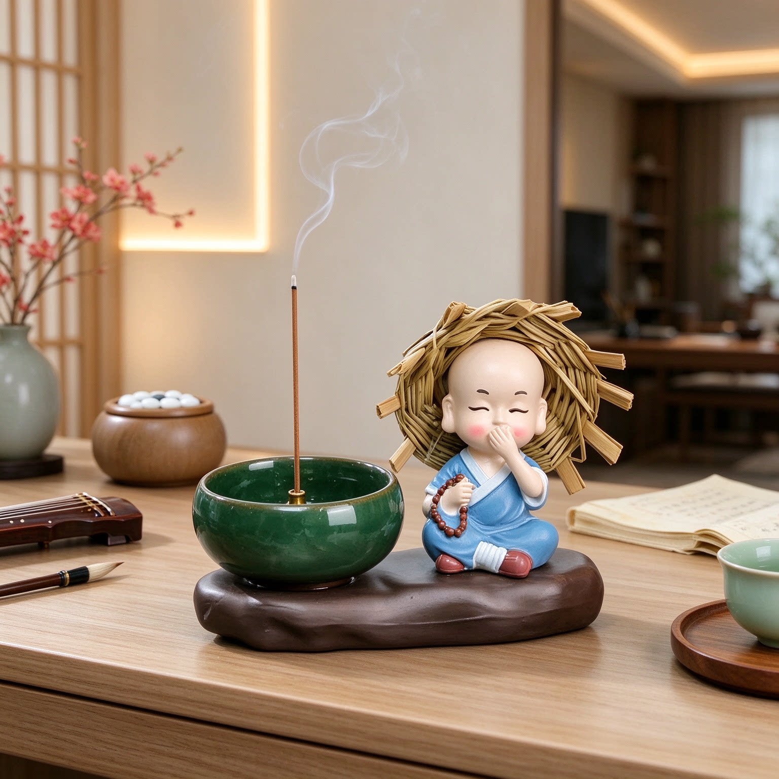 四不小和尚电脑桌琴棋书画工艺品摆件装饰品平心静气喜气盈门如意