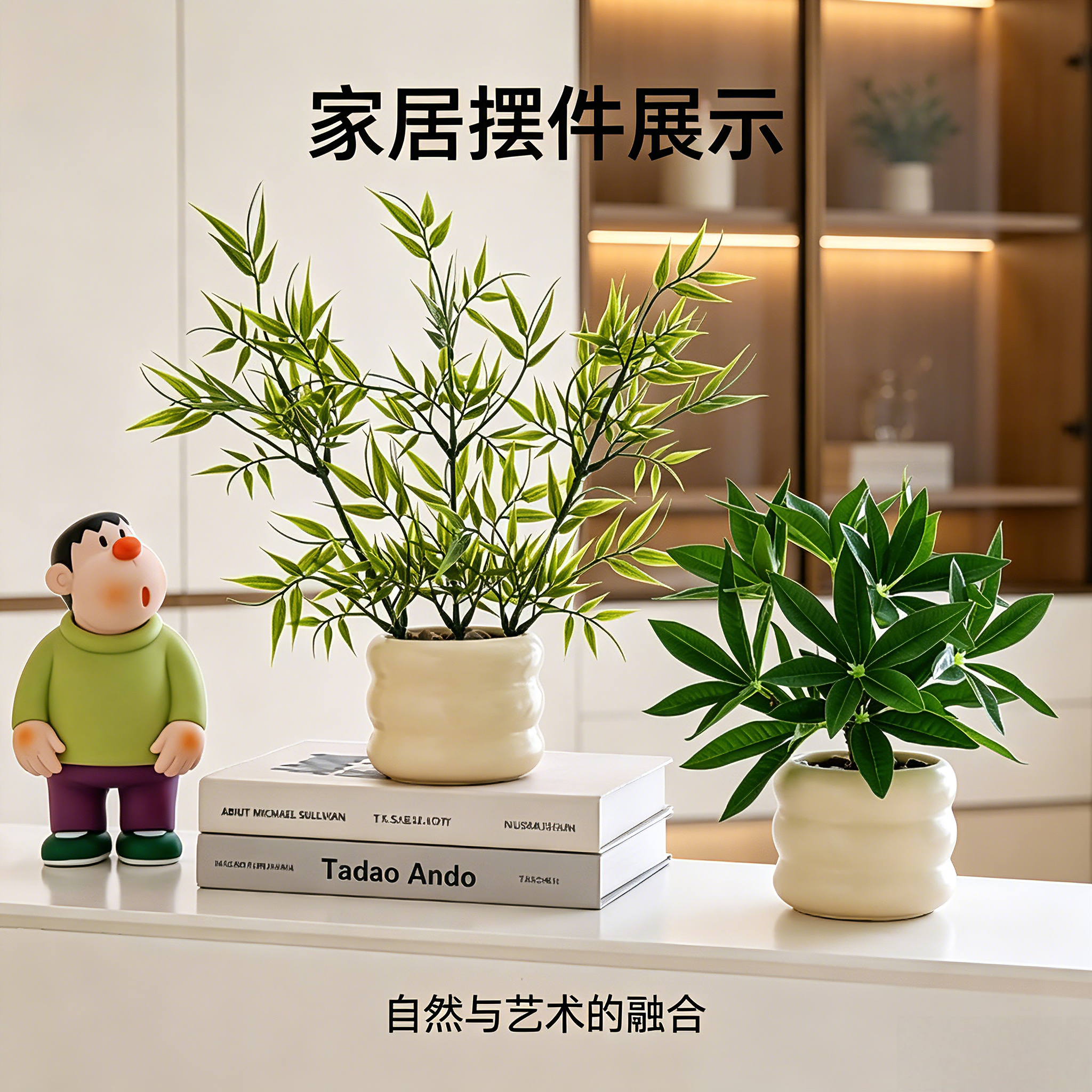 形象背景柜意式极简风摆件装饰品甜品台流水扇子客厅玄学美学摆设