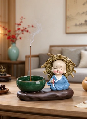 禅意小和尚琴棋书画新中式客厅摆件装饰品与世无争悠然自在古朴